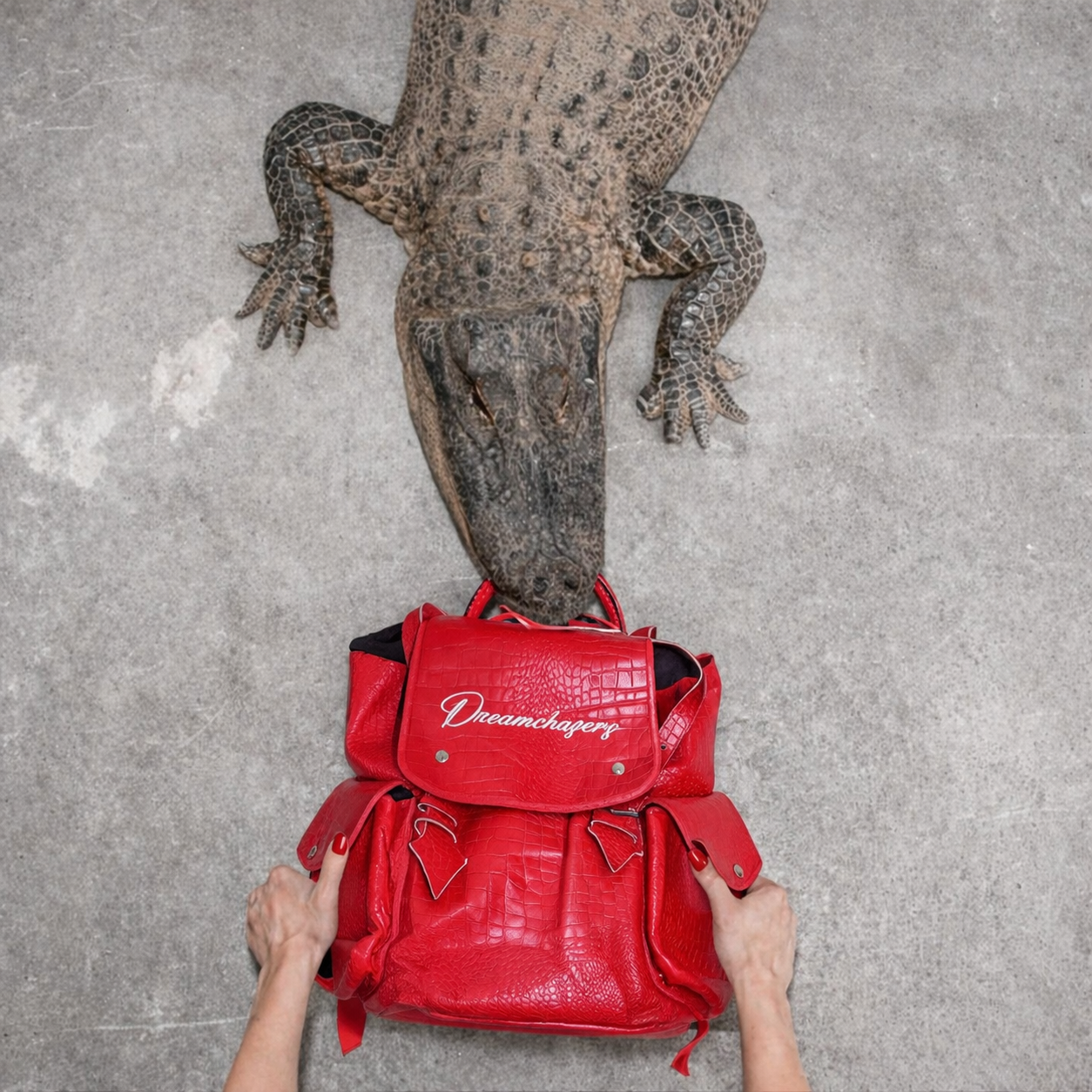 DreamChasers Leather Backpack — Alligator-Embossed